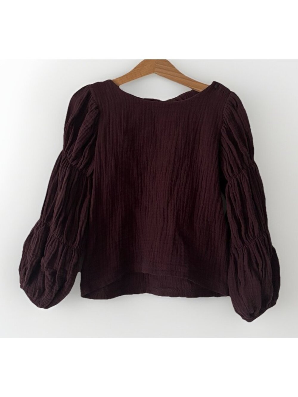 Little James Muslin Top Dark Burgundy Puff Sleeve Boho Peasant Size 4 Yr Hippie